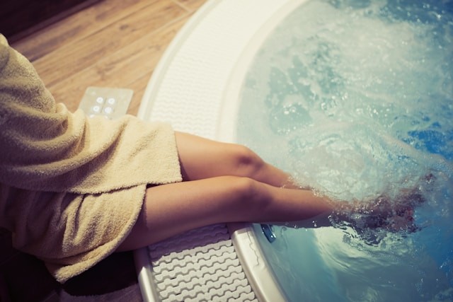 person in hot tub